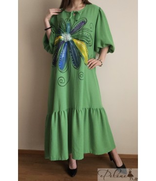 Nauja žalia suknelė su linu